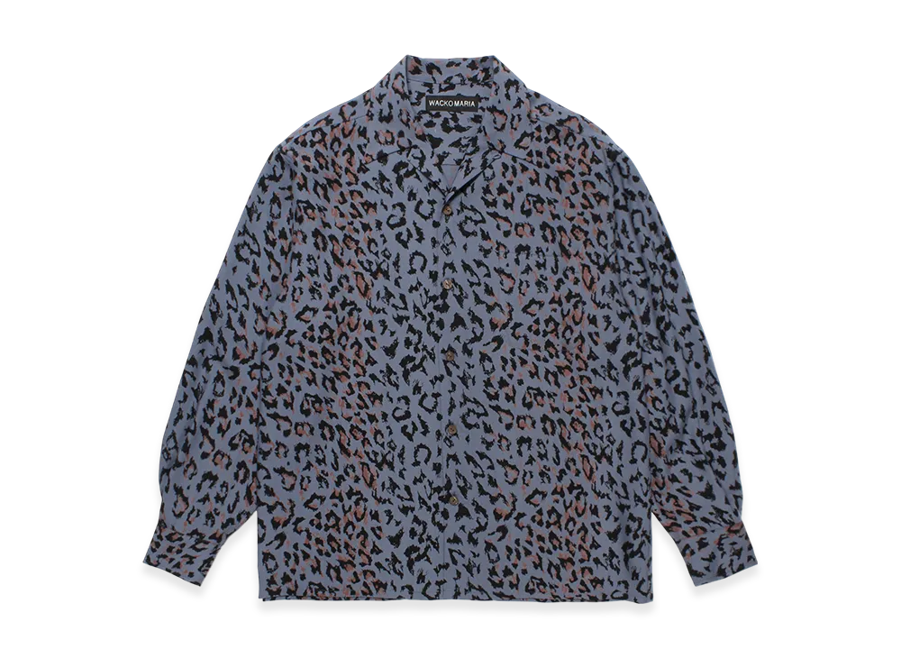 WACKO MARIA Leopard Open Collar Shirt "Light Purple"