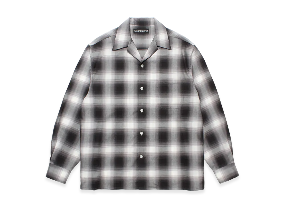 ワコマリア　wacko maria チェック　グレー WACKO MARIA (ワコマリア) OMBRE CHECK OPEN COLLAR SHIRT L/S