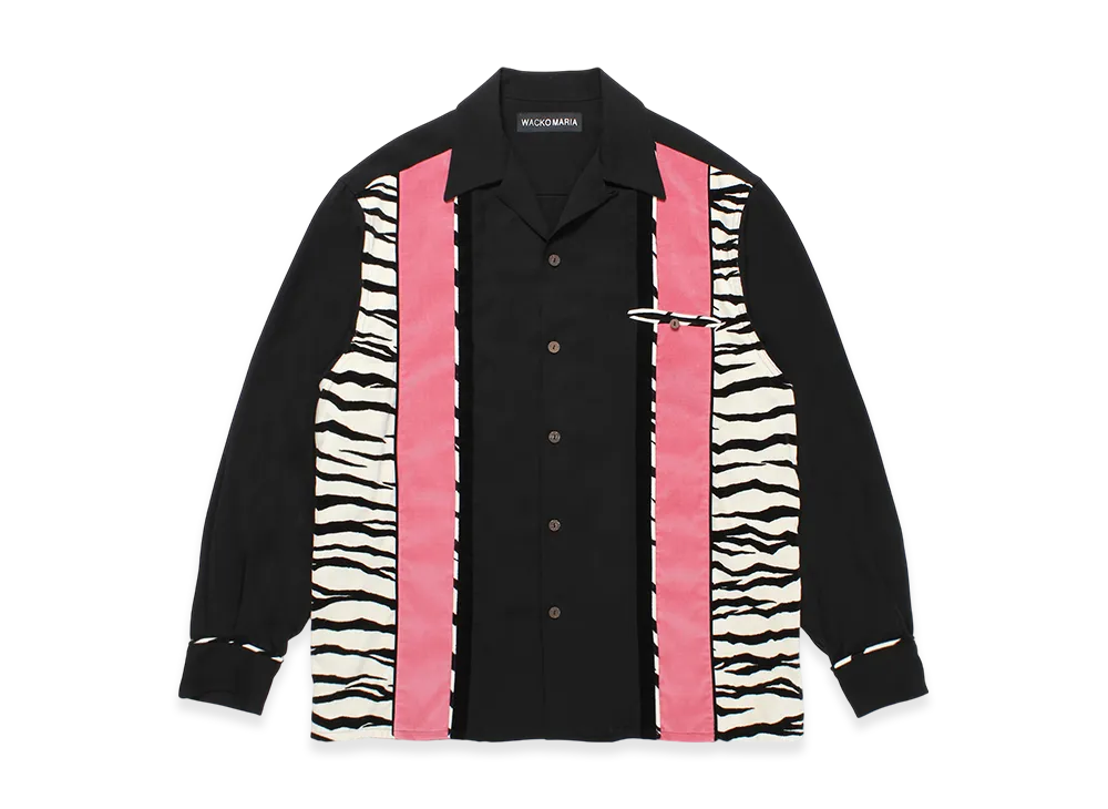 WACKO MARIA Switching WACKO MARIA 50 'S Open Collar Shirt "Black/Zebra"