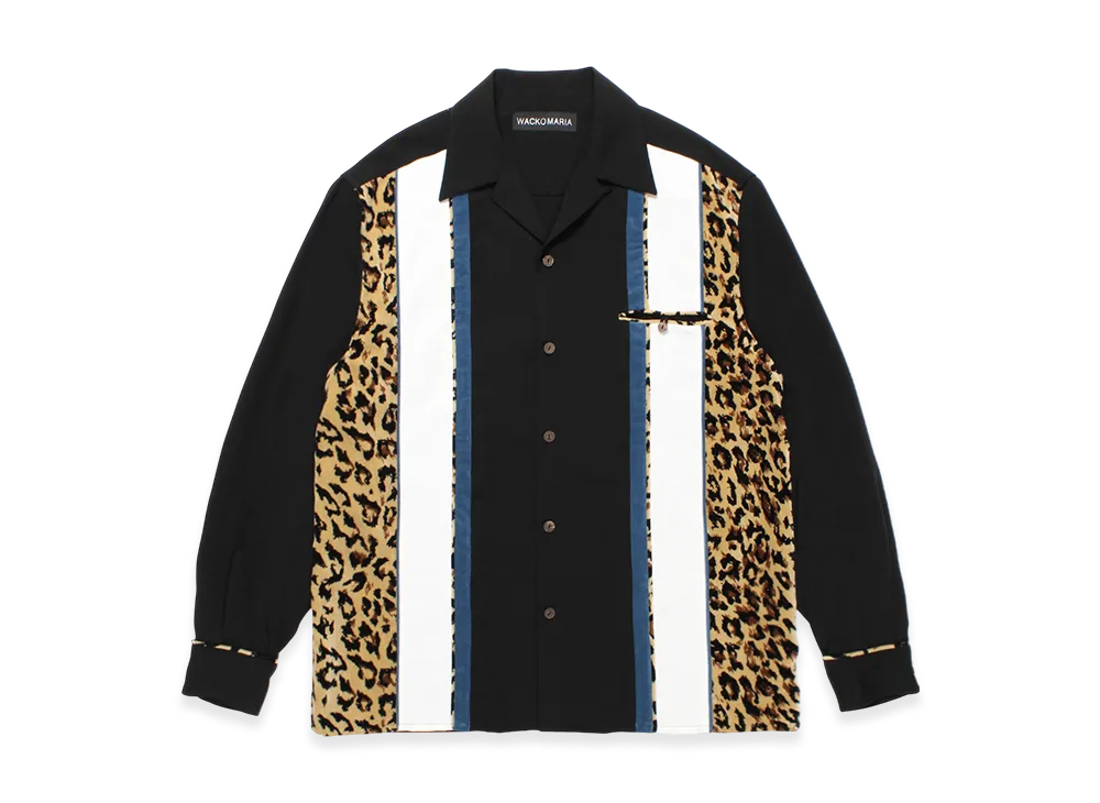 WACKO MARIA Switching WACKO MARIA 50 'S Open Collar Shirt "Black/Leopard"