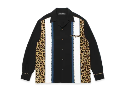 WACKO MARIA Switching WACKO MARIA 50 'S Open Collar Shirt "Black/Leopard"