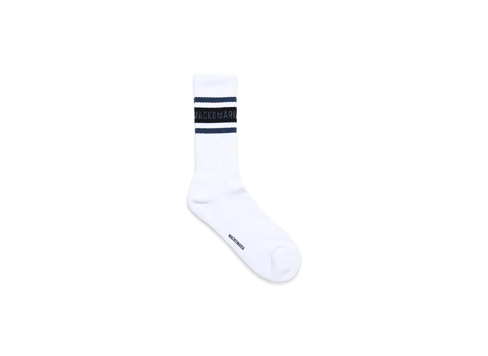 WACKO MARIA Sports Socks "White/Navy"