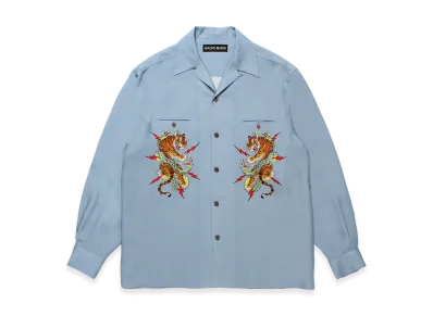 WACKO MARIA x Tim Lehi / 50'S Open Collar Shirt "Blue"