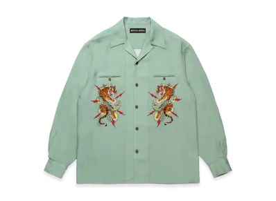 WACKO MARIA x Tim Lehi / 50'S Open Collar Shirt "Green"
