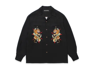 WACKO MARIA x Tim Lehi / 50'S Open Collar Shirt "Black"