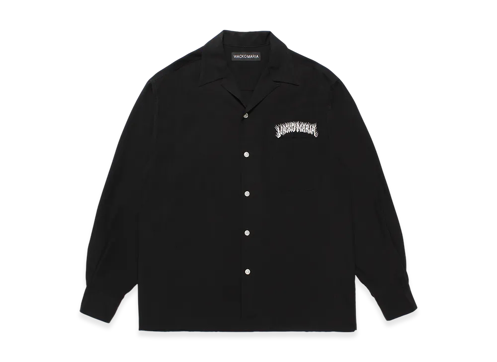 WACKO MARIA x Tim Lehi / 50'S Open Collar Shirt "Black"