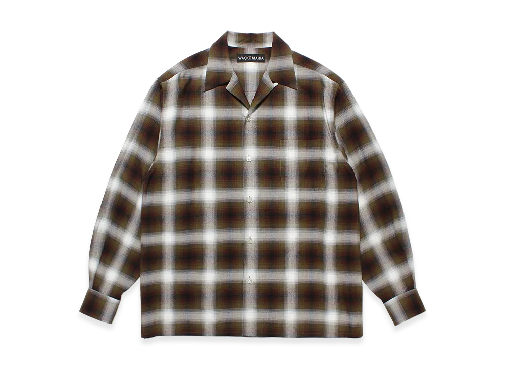 WACKO MARIA Ombre Check Open Collar Shirt "Khaki"