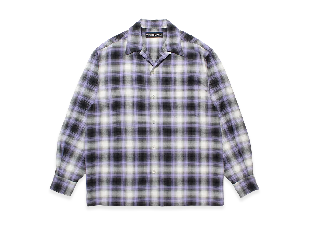 WACKO MARIA Ombre Check Open Collar Shirt "Purple"