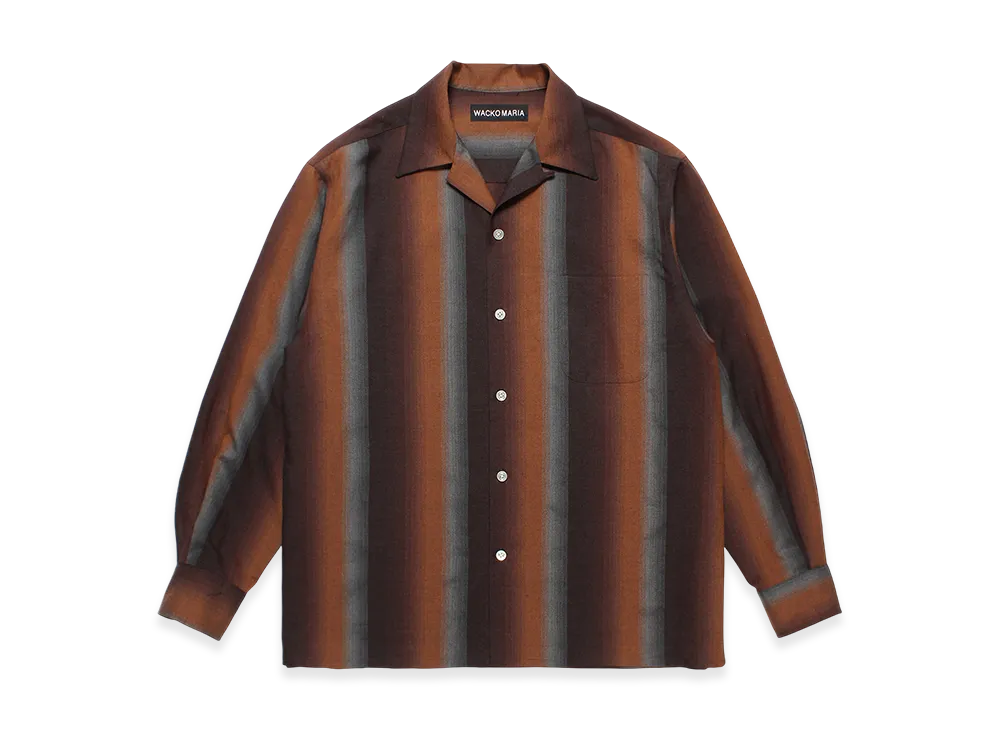 WACKO MARIA Ombre Stripe Open Collar Shirt "Brown"