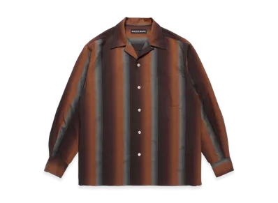 WACKO MARIA Ombre Stripe Open Collar Shirt "Brown"