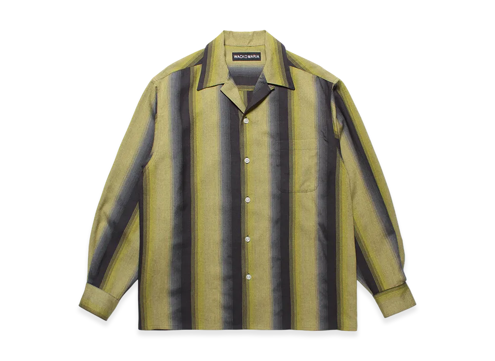 WACKO MARIA Ombre Stripe Open Collar Shirt "Yellow"