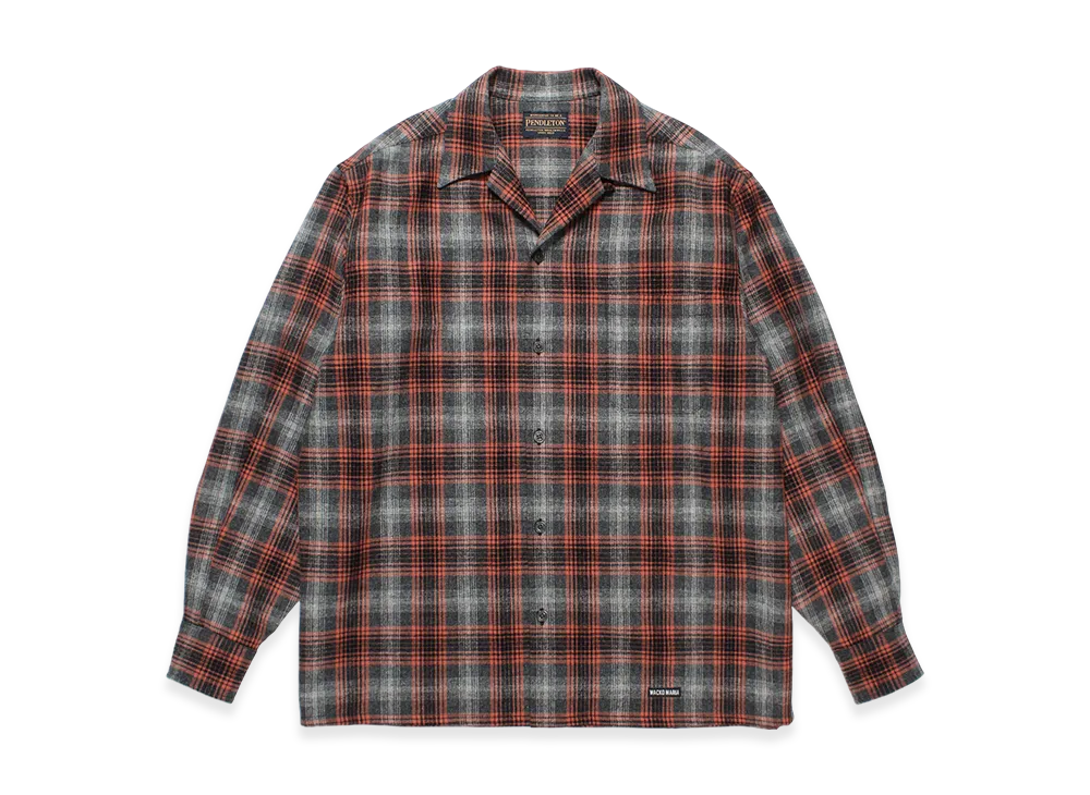 WACKO MARIA x Pendleton / Wool Ombre Check Open Collar Shirt 