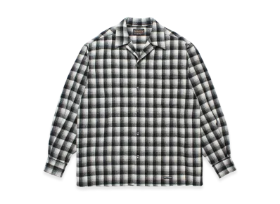WACKO MARIA x Pendleton / Wool Ombre Check Open Collar Shirt "White/Black"