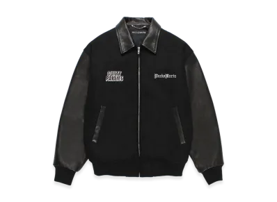 WACKO MARIA Leather Varsity Jacket "Black"