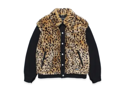 WACKO MARIA Faux Leopard Fur Denim Grizzly Jacket "Black"