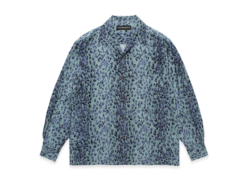 WACKO MARIA Leopard Open Collar Shirt "Green"