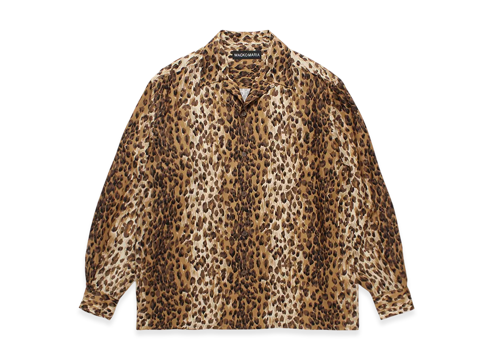 WACKO MARIA Leopard Open Collar Shirt "Beige"
