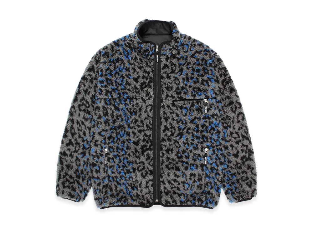 WACKO MARIA Reversible Leopard Boa Fleece Jacket "Gray"