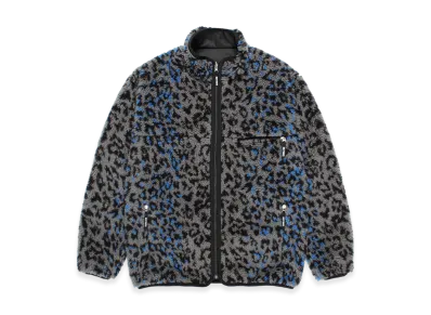 WACKO MARIA Reversible Leopard Boa Fleece Jacket "Gray"