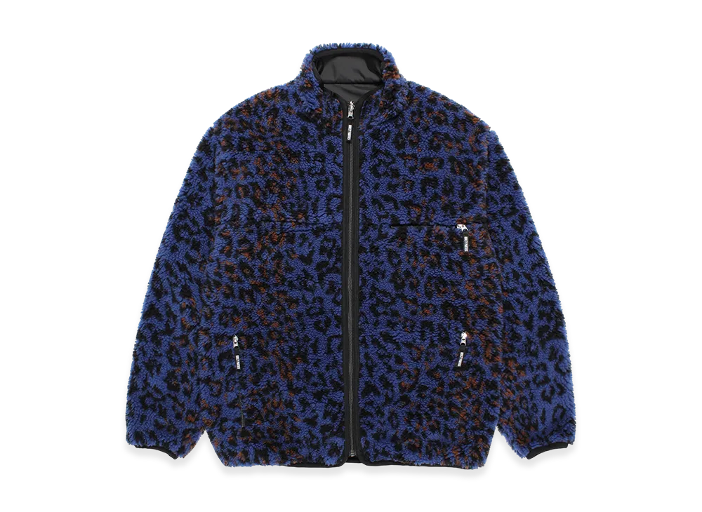 WACKO MARIA Reversible Leopard Boa Fleece Jacket "Blue"