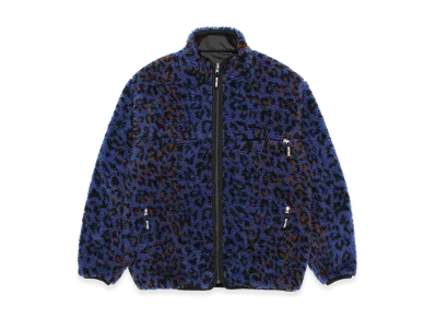 WACKO MARIA Reversible Leopard Boa Fleece Jacket "Blue"