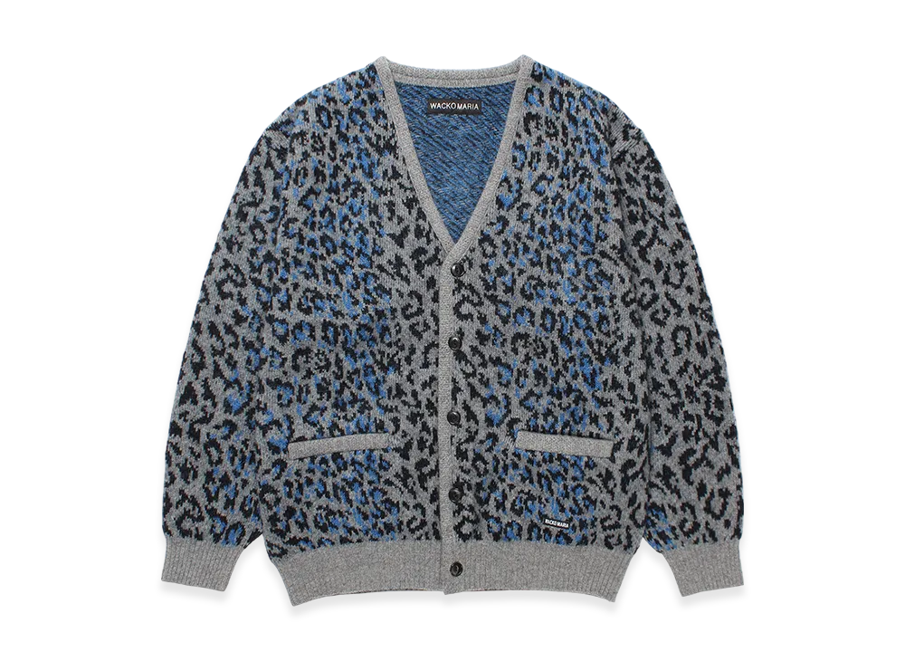 WACKO MARIA Leopard Mohair Jacquard Knit Cardigan "Gray"