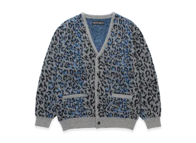 WACKO MARIA Leopard Mohair Jacquard Knit Cardigan "Gray"