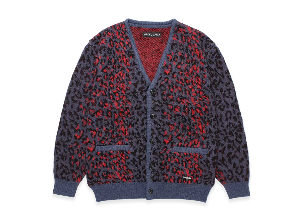 WACKO MARIA Leopard Mohair Jacquard Knit Cardigan 