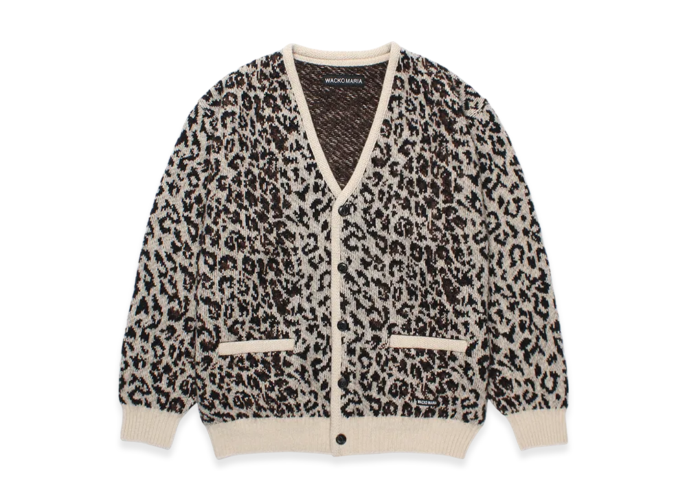 WACKO MARIA Leopard Mohair Jacquard Knit Cardigan 