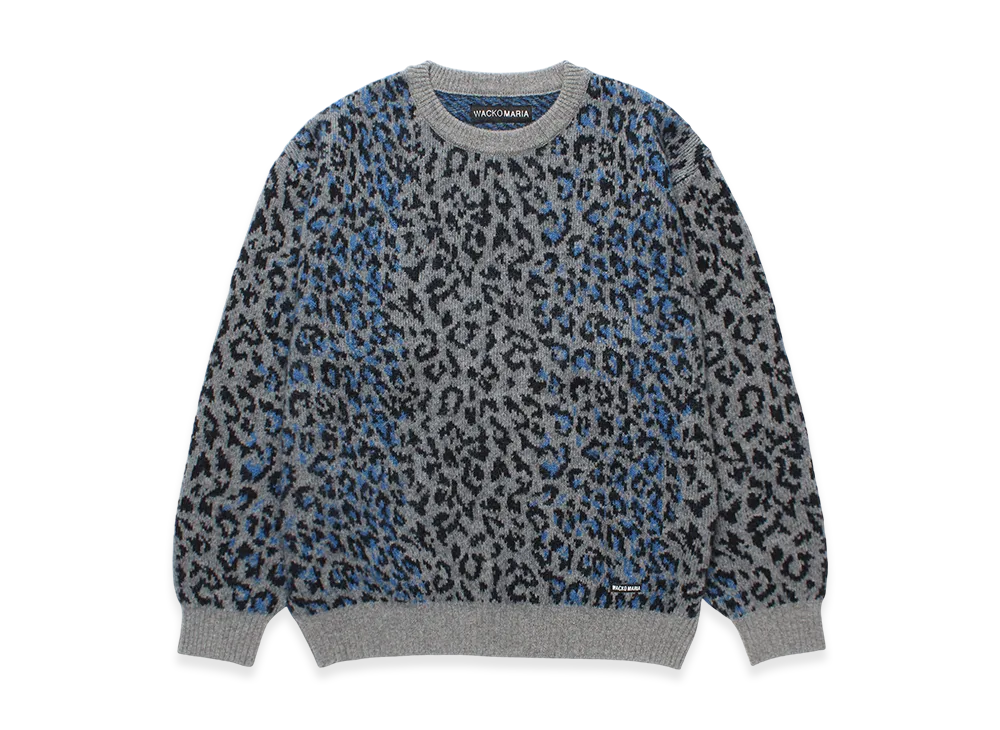 WACKO MARIA Leopard Mohair Jacquard Knit Sweater "Gray"