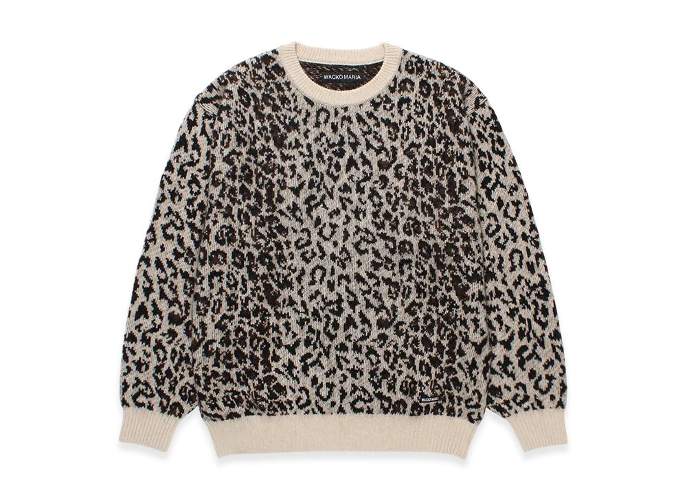 WACKO MARIA Leopard Mohair Jacquard Knit Sweater "Ivory"