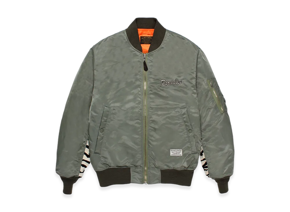 ワコマリアMAー1ジャケットカーキＳ Wacko Maria Men's MA-1 Leopard Panel Flight Jacket in Khaki Wacko