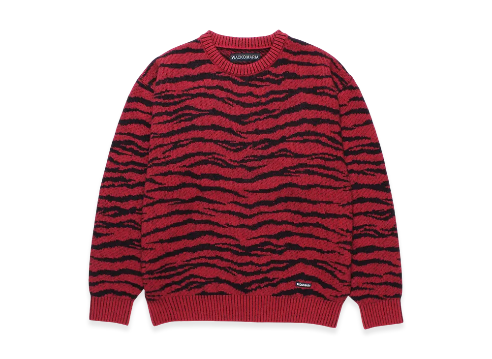WACKO MARIA Tiger Mohair Jacquard Knit Sweater "Red"