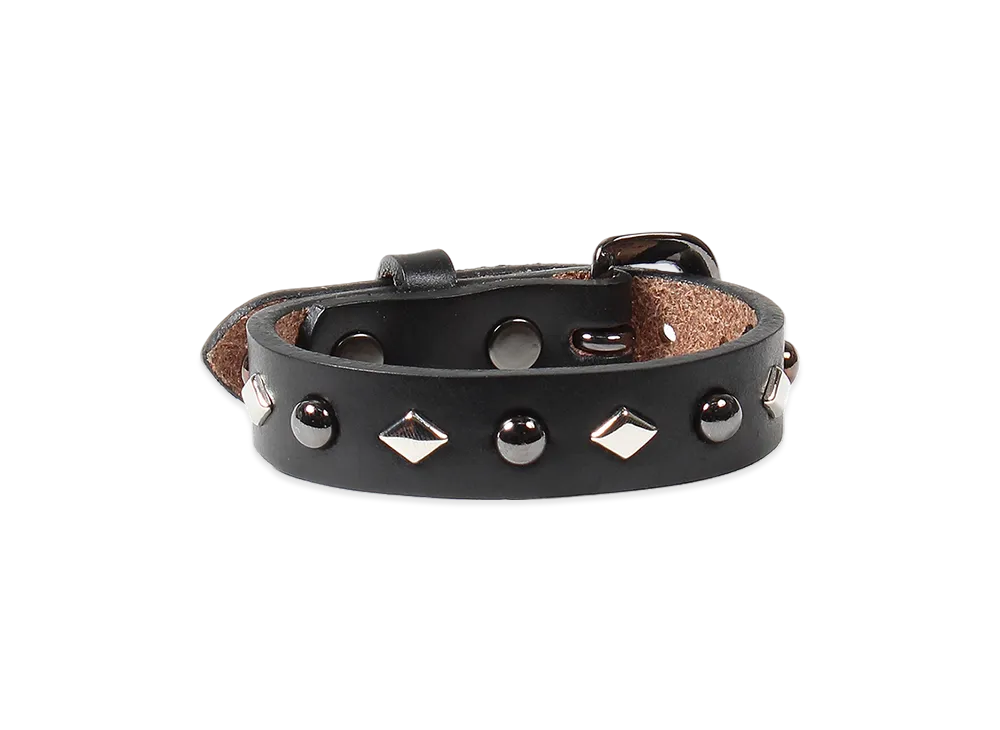 WACKO MARIA x Wolf's Head Studs Leather Wrist Band (S) "Black"