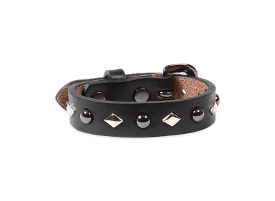 WACKO MARIA x Wolf's Head Studs Leather Wrist Band (S) "Black"
