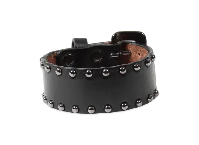 WACKO MARIA x Wolf's Head Studs Leather Wrist Band (L) "Black"