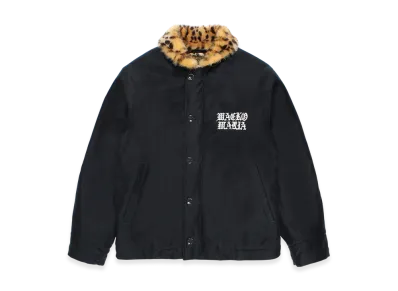 WACKO MARIA Leopard Faux Fur N-1 Deck Jacket "Navy"