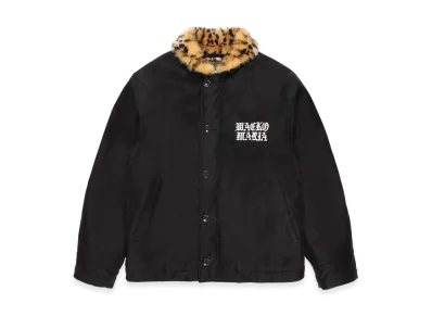 WACKO MARIA Leopard Faux Fur N-1 Deck Jacket "Black"