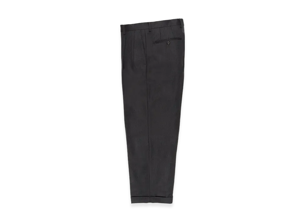 WACKO MARIA x Dormeuil Herringbone Pleated Trousers (Type-1,2,Double) "Charcoal"