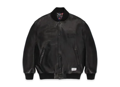 WACKO MARIA Leather Varsity Jacket "Black"