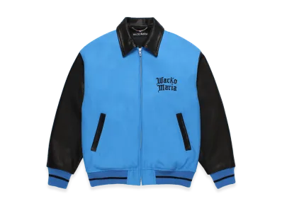 WACKO MARIA Leather Varsity Jacket "Blue"