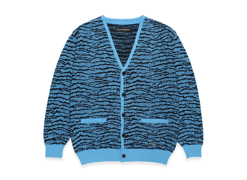 WACKO MARIA Tiger Jacquard Knit Cardigan "Blue"