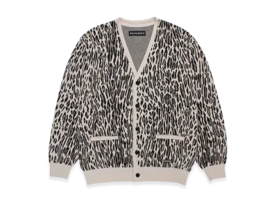 WACKO MARIA Leopard Jacquard Knit Cardigan "Ivory"