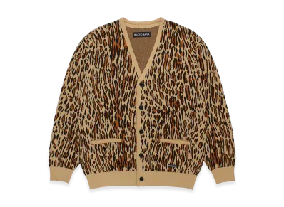 WACKO MARIA Leopard Jacquard Knit Cardigan "Beige"