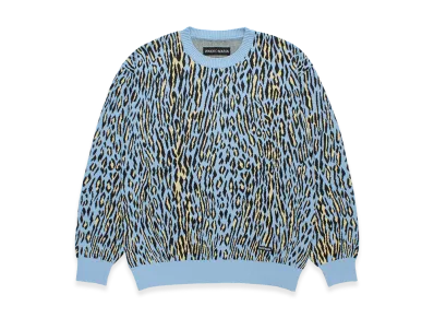 WACKO MARIA Leopard Jacquard Knit Sweater "Light Blue"
