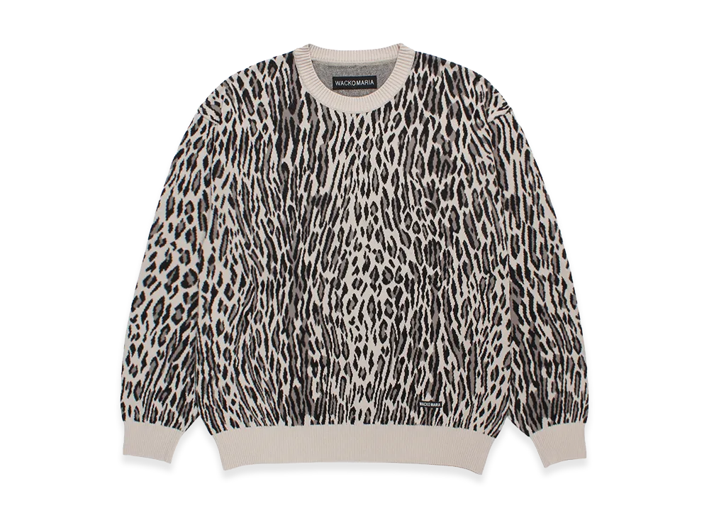 WACKO MARIA Leopard Jacquard Knit Sweater "Ivory"