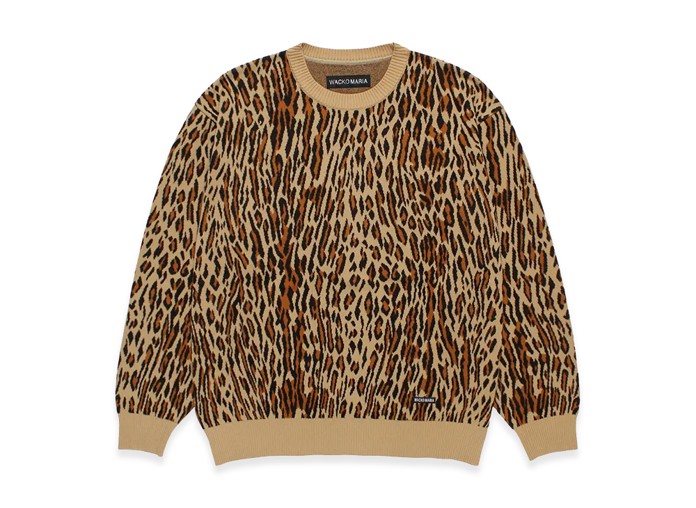 WACKO MARIA Leopard Jacquard Knit Sweater "Beige"