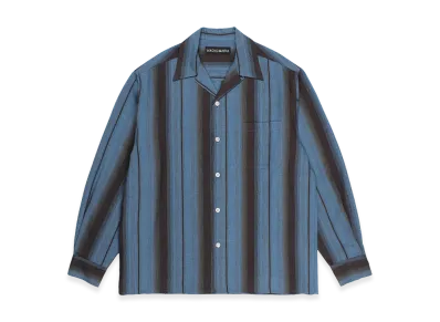 WACKO MARIA Ombre Striped Open Collar Shirt "Blue"