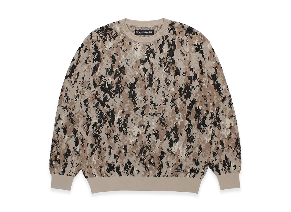 WACKO MARIA Digital Camo Jacquard Knit Sweater "Beige"