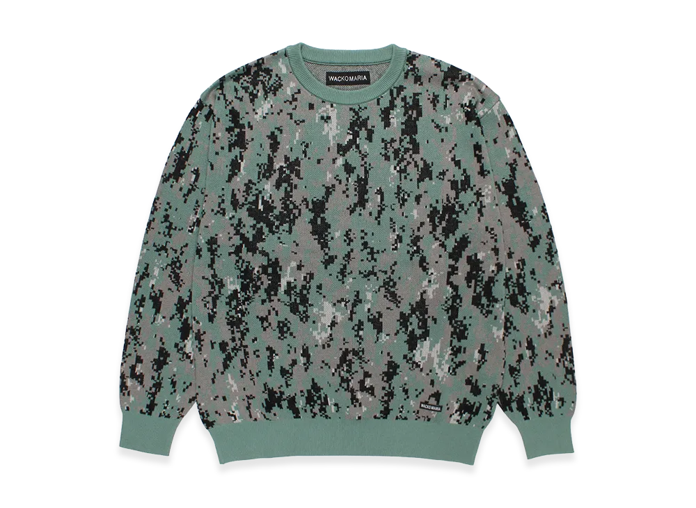 WACKO MARIA Digital Camo Jacquard Knit Sweater "Green"